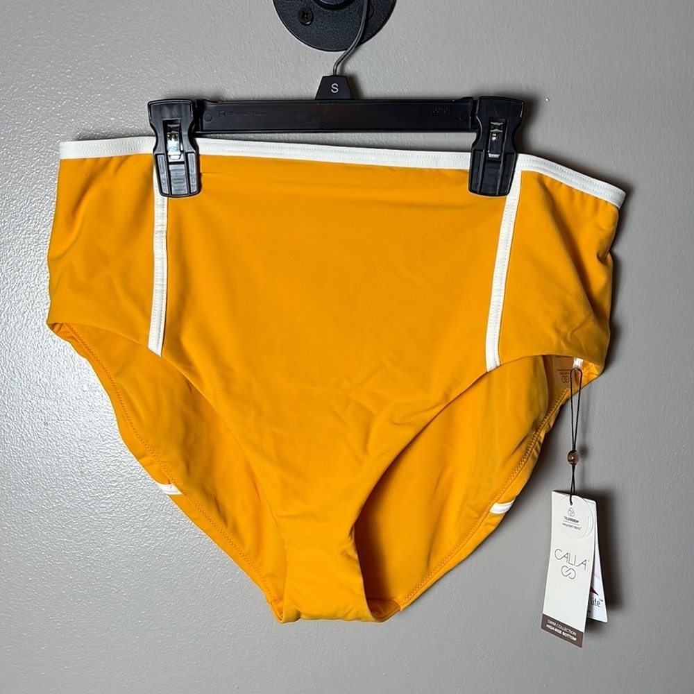 Nwt Calia High Rise Bikini Bottoms Marigold Shine | Women’s Swim